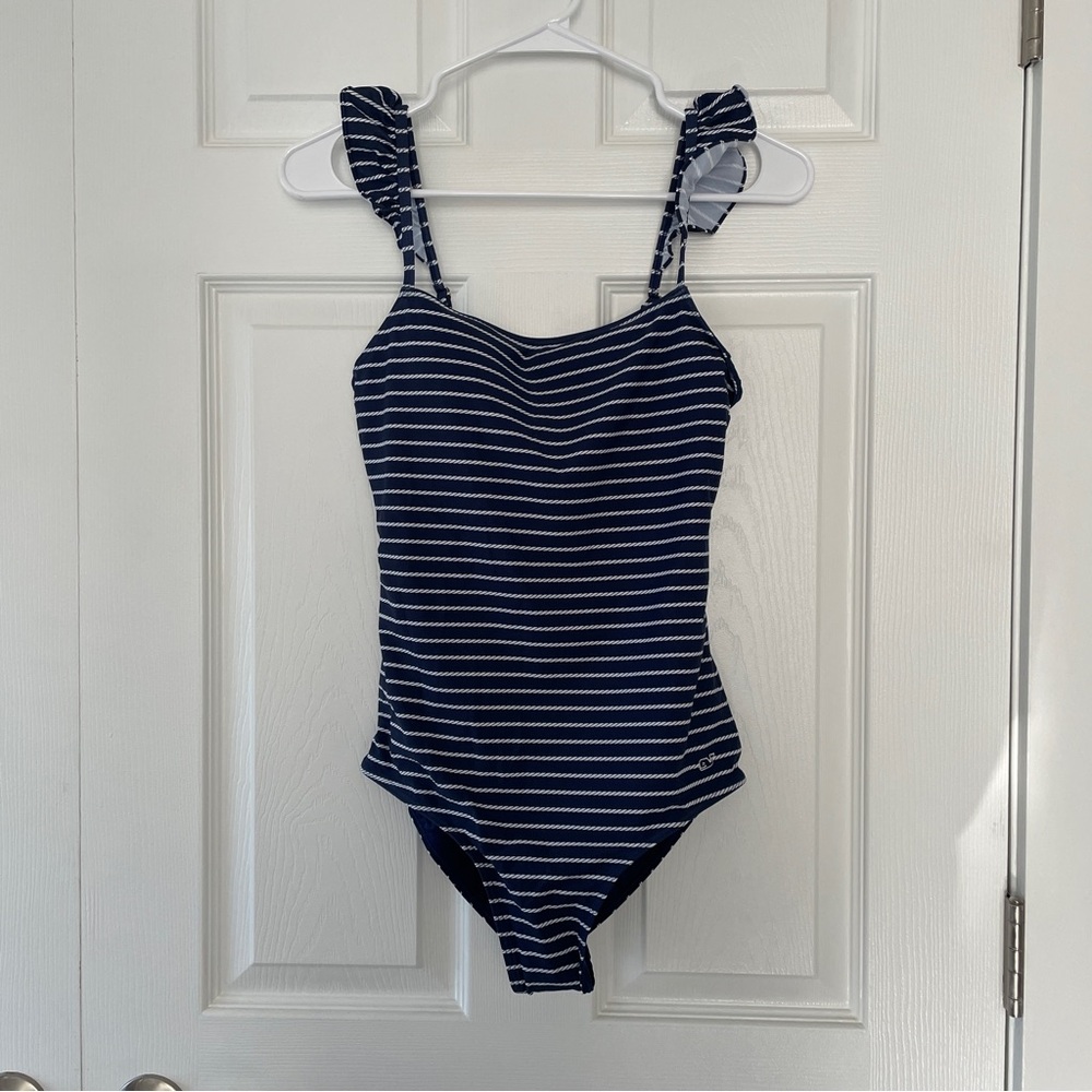 Vineyard Vines Navy and White Striped One Piece Swimsuit